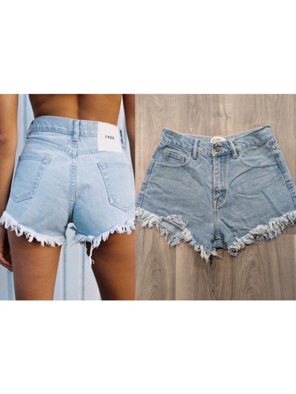 Les Basics X FRED denim | The Beach Bum Frayed Raw Hem Denim Cutoff Shorts